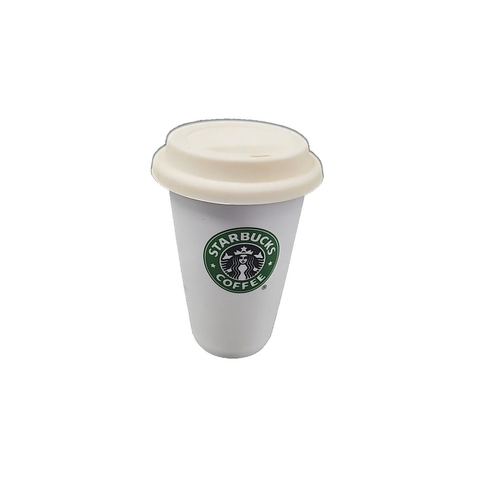 2010 Starbucks Ceramic Travel Coffee Tea Mug Cup With Silicone‎ Lid 6"